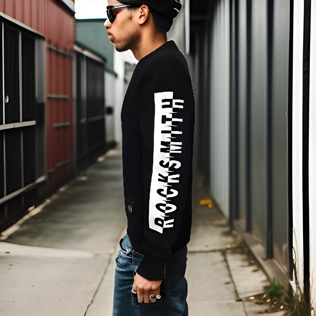 ^FAMOUS STARS AND STRAPS / ROCKSMITH^ (BLACK) CREWNECK SWEATSHIRT COLLABORATION