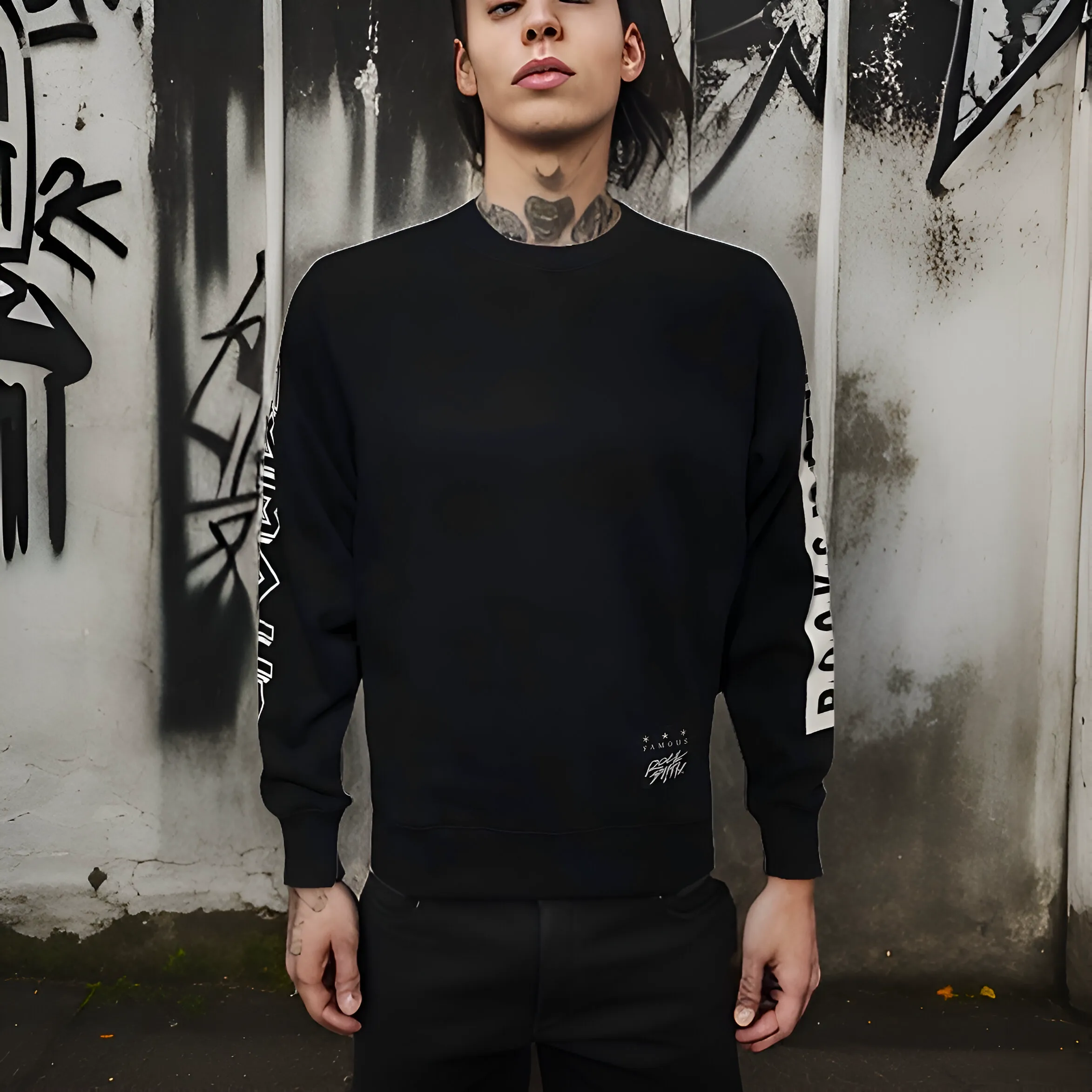 ^FAMOUS STARS AND STRAPS / ROCKSMITH^ (BLACK) CREWNECK SWEATSHIRT COLLABORATION