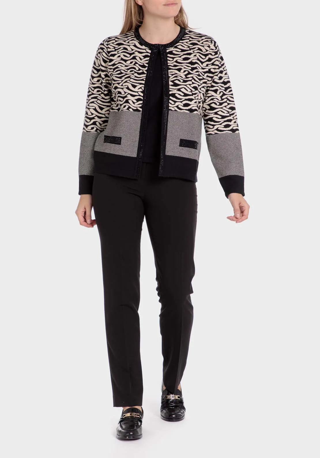 Faux Knitted Twinset - Black