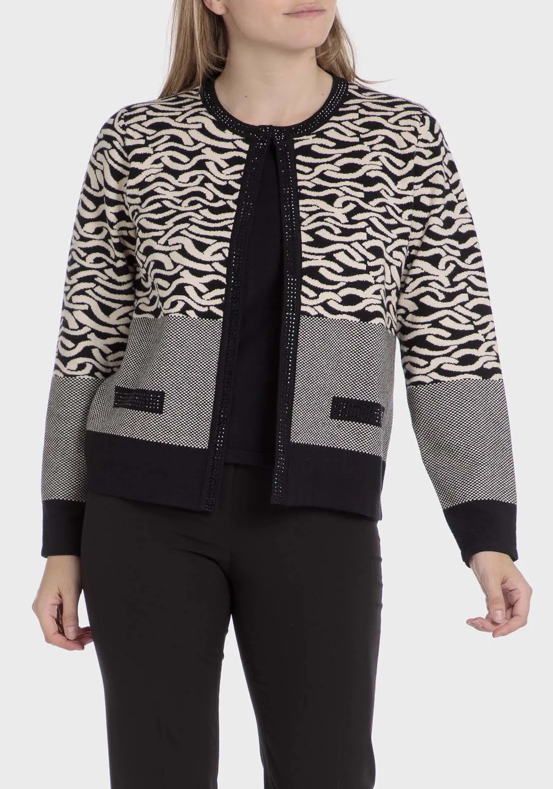 Faux Knitted Twinset - Black