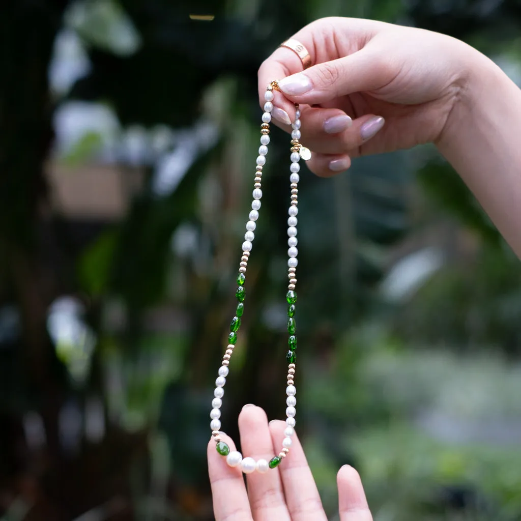 Fei - Chrome Diopside Pearl Necklace
