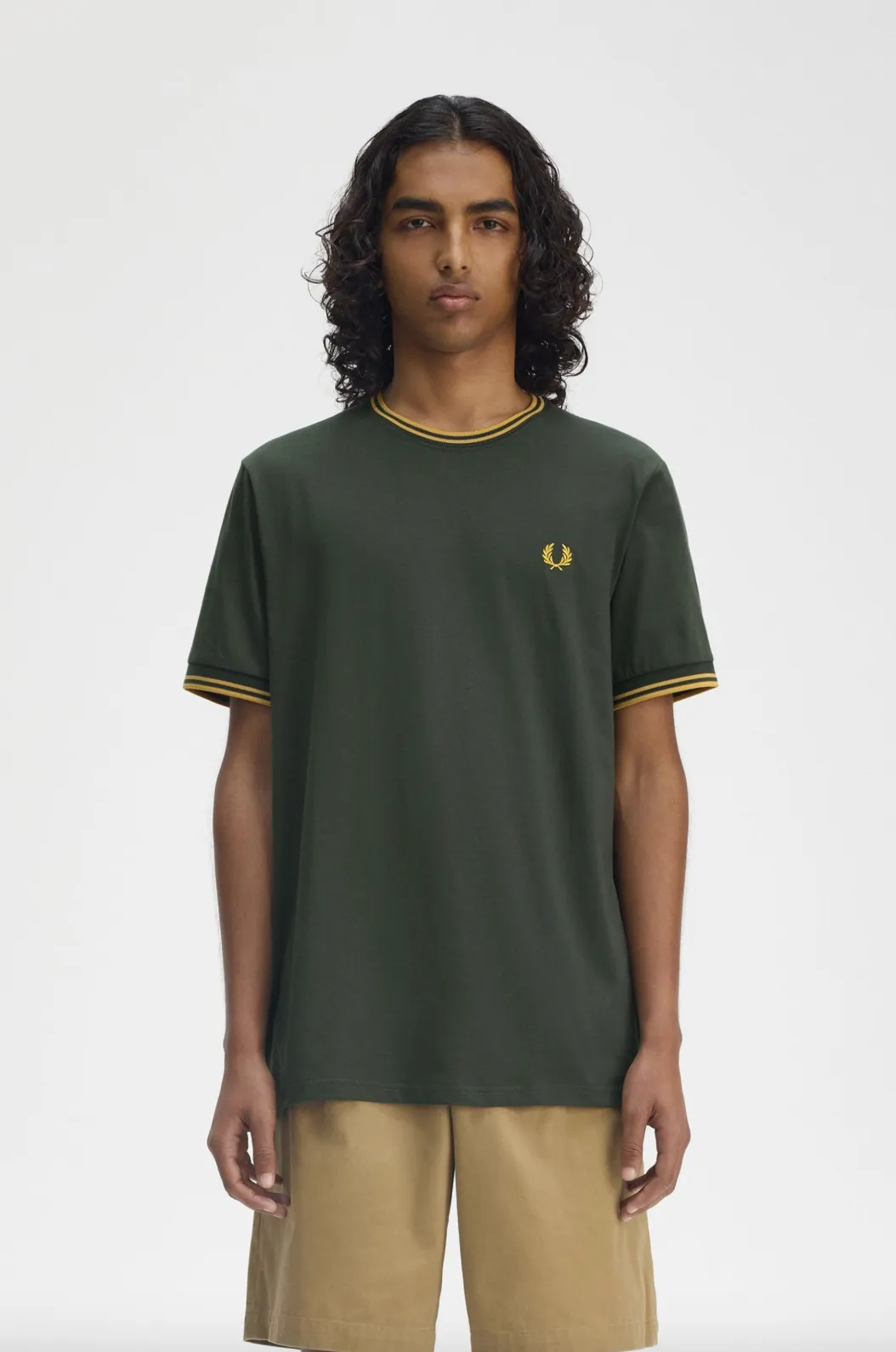 Fred Perry Twin Tipped T-Shirt/Court Green/Honeycomb - New SS25