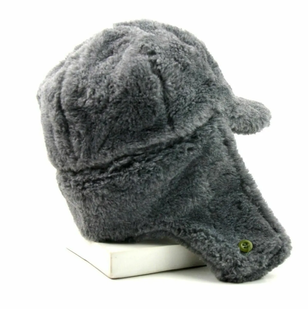 Genuine Czech army winter cap Ushanka grey fur warm hat CZ military isignia