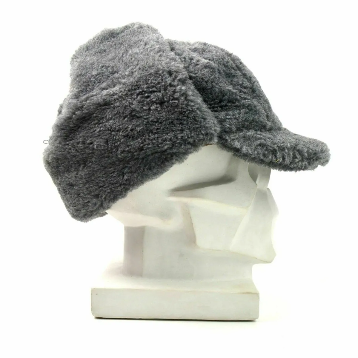 Genuine Czech army winter cap Ushanka grey fur warm hat CZ military isignia
