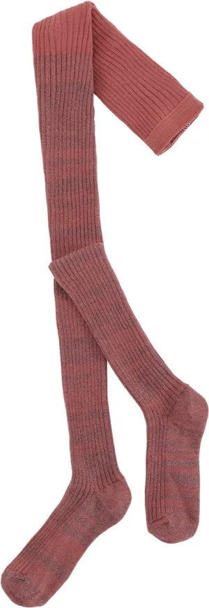 Glitter Ribbed Tights | Forest Rose