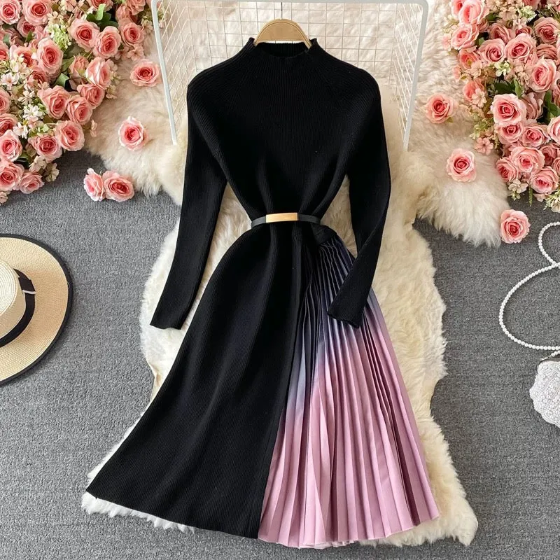 Gradient pleated Dress