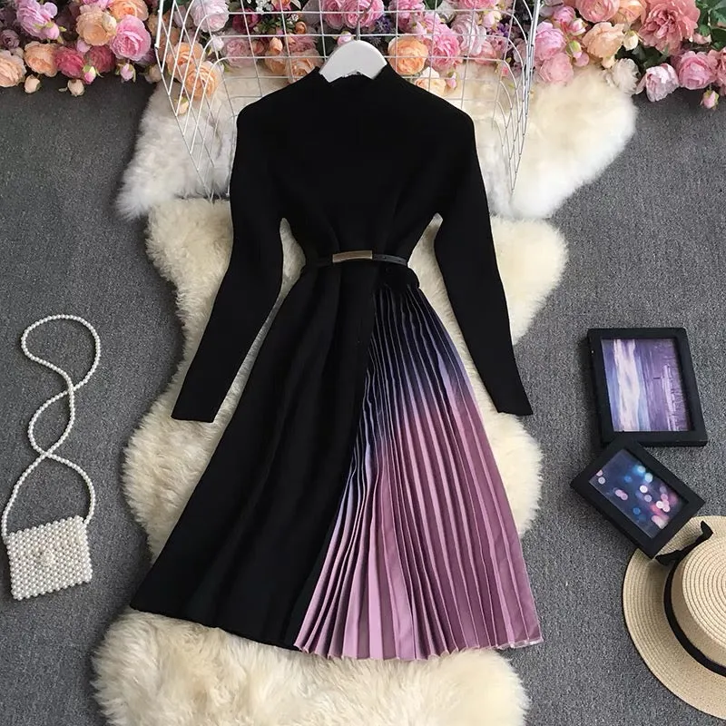Gradient pleated Dress
