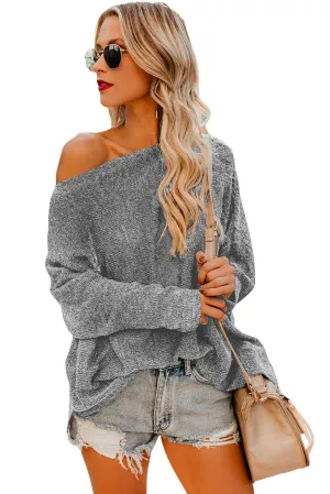 Gray Drop Shoulder Lightweight Knitwear