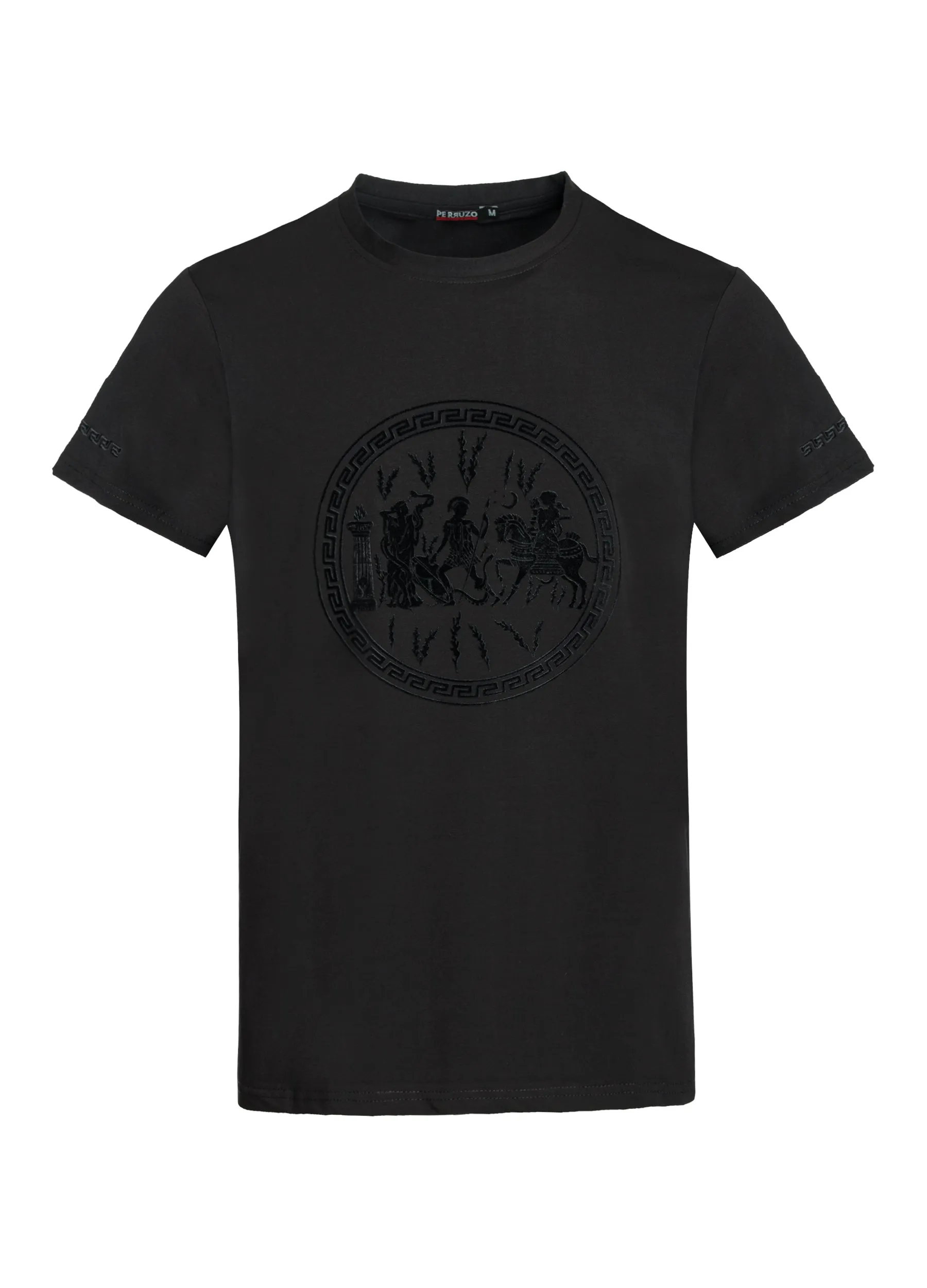 Greek Design T-Shirt with flocking Black 1031