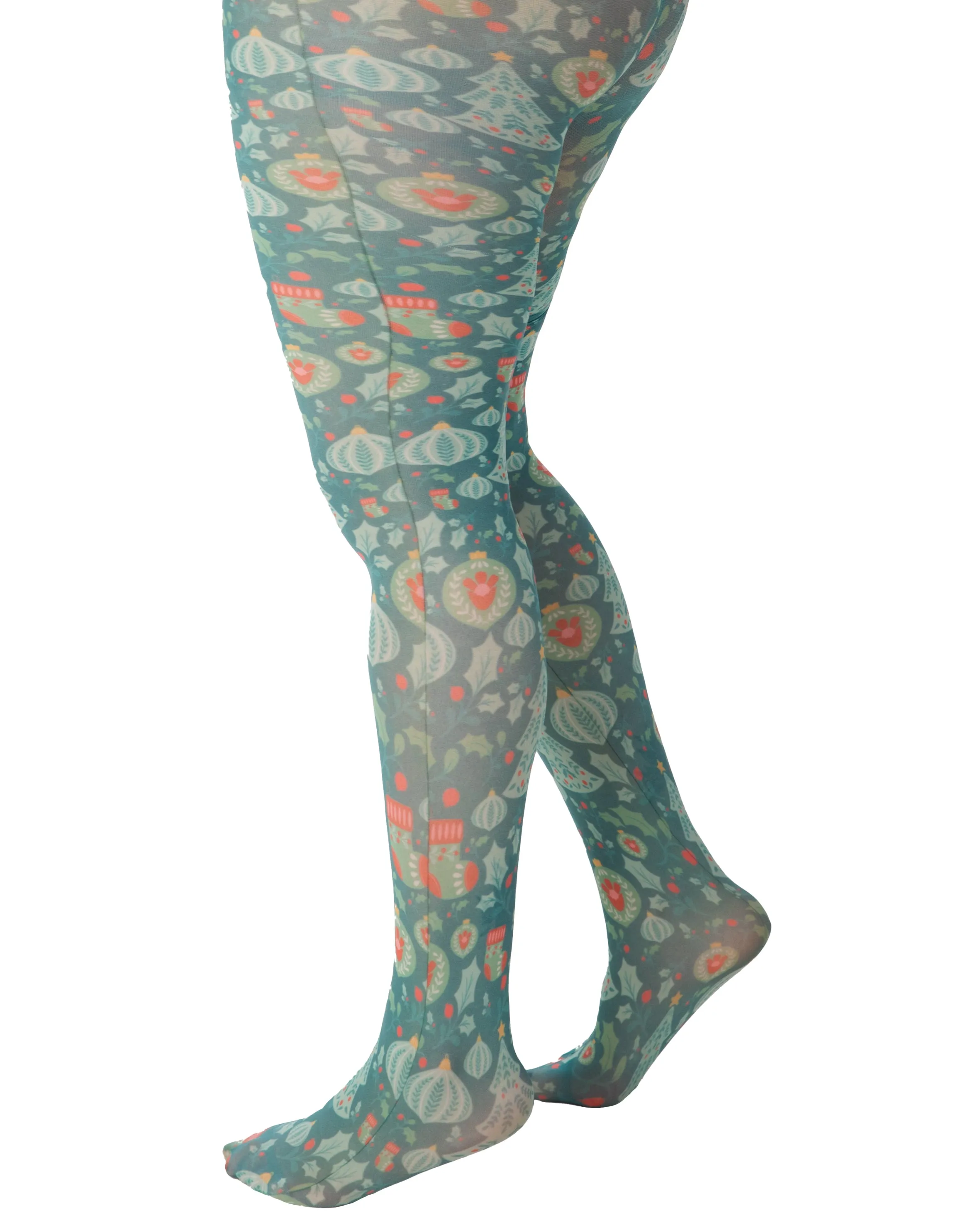 Green Christmas Chaos Printed Curvy Super Stretch Tights