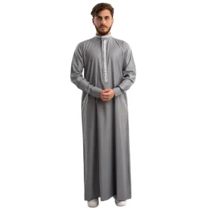 Grey Paisley Collar Thobe