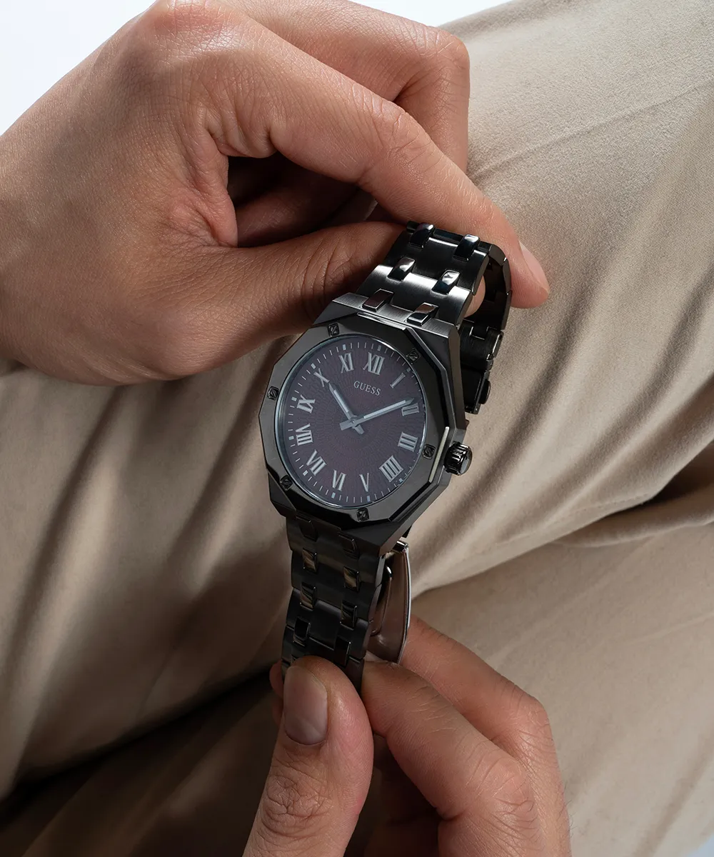 GUESS Mens Gunmetal Analog Watch