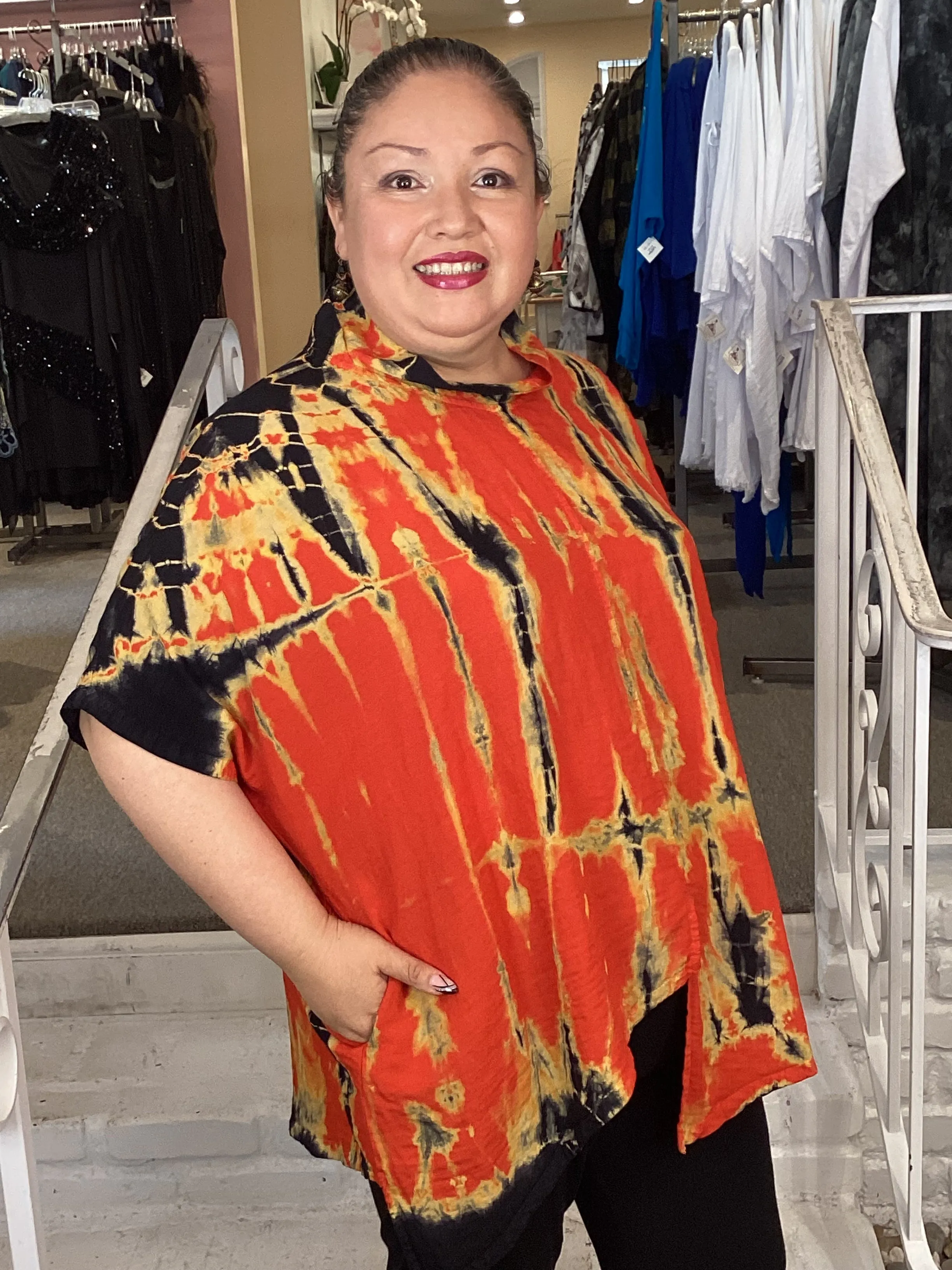 HAND DYE TUNIC - CHERRY INDIGO