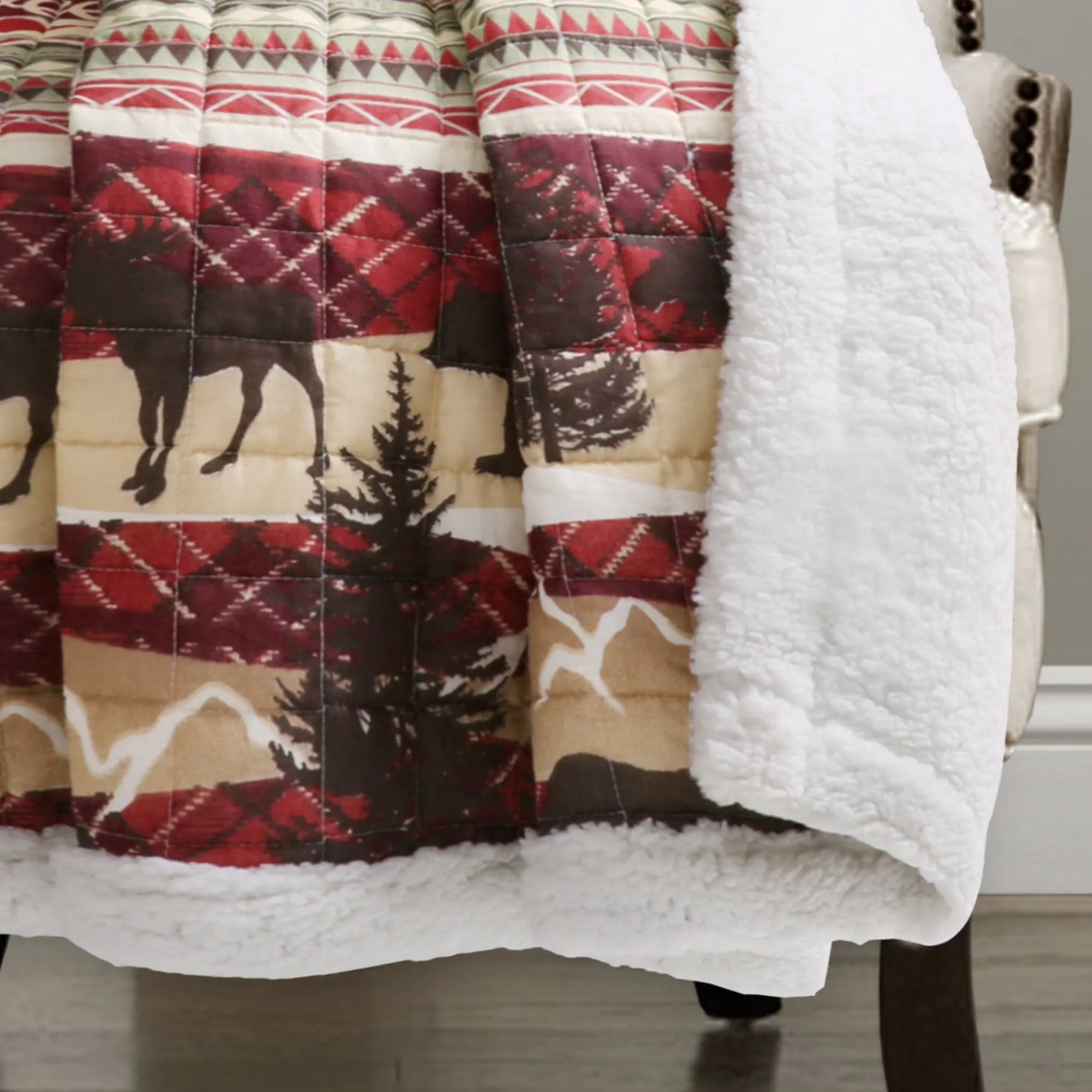 Holiday Lodge Sherpa Throw Blanket