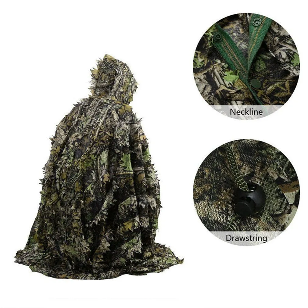 Hunting Ghillie Suit, 3D Leafy Camo Suit Military and Shooting Accessories Tactical Gear Clothing for Airsoft, Wildlife Photography Halloween