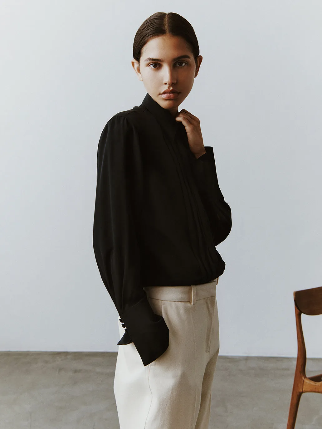 Iris Silk Blouse - Black