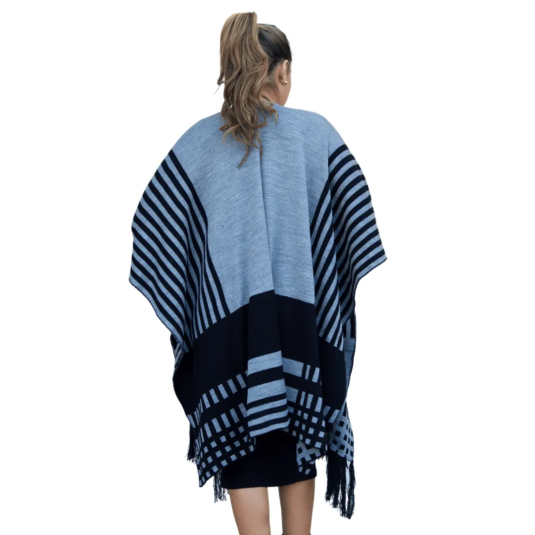 Jacquard Striped Poncho