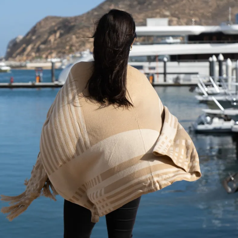 Jacquard Striped Poncho