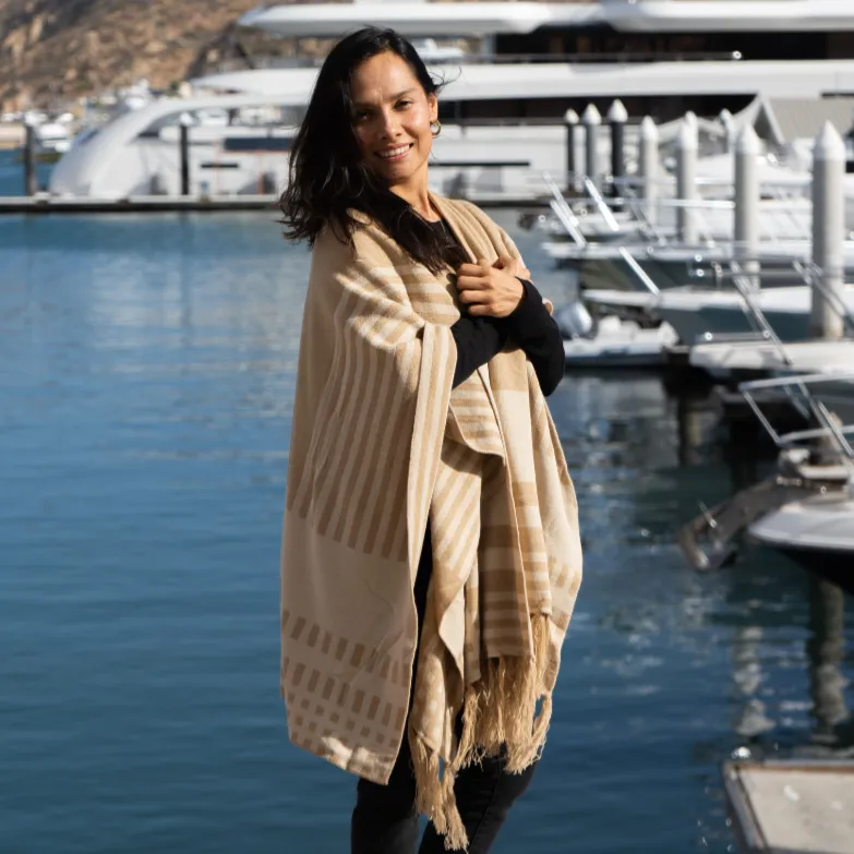 Jacquard Striped Poncho