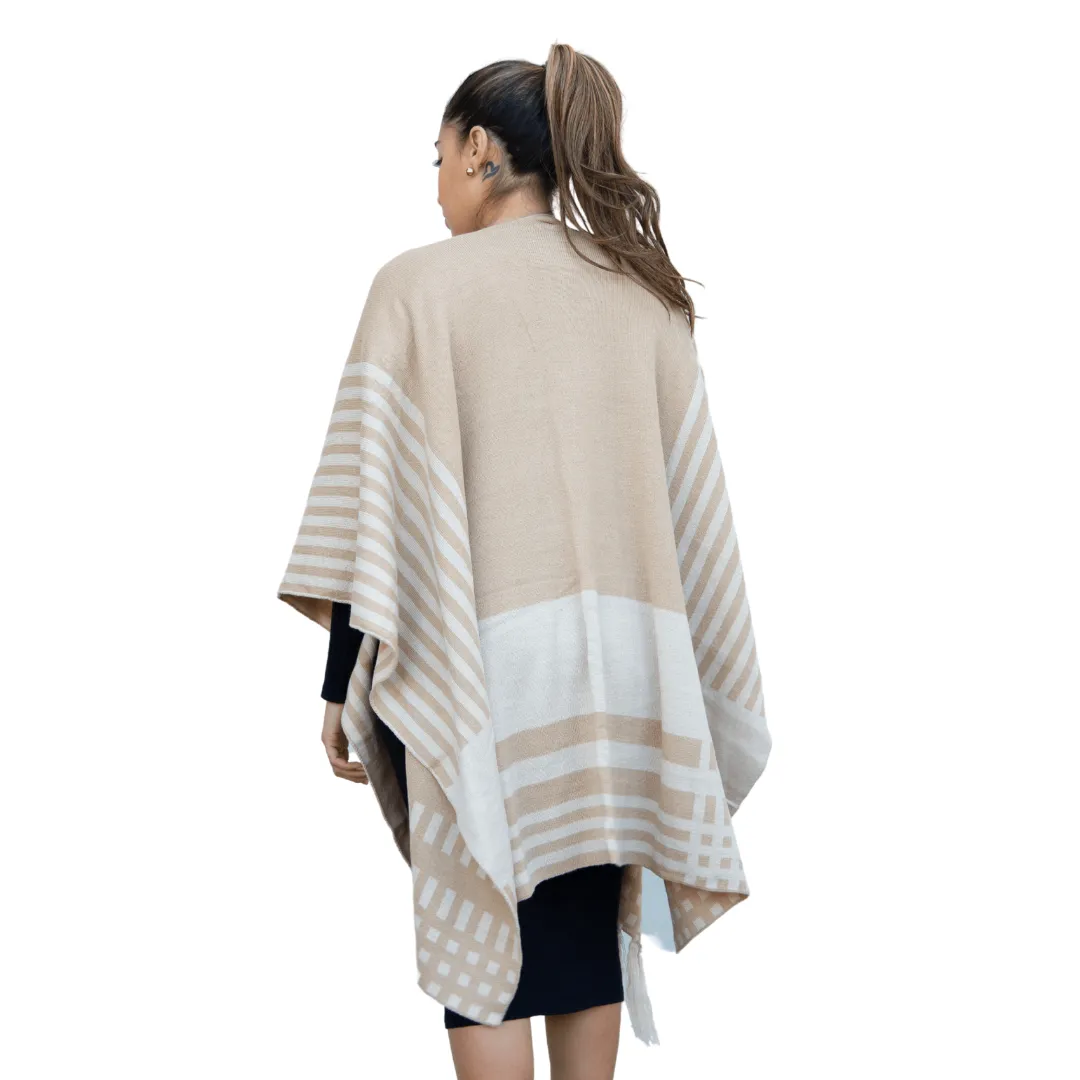 Jacquard Striped Poncho