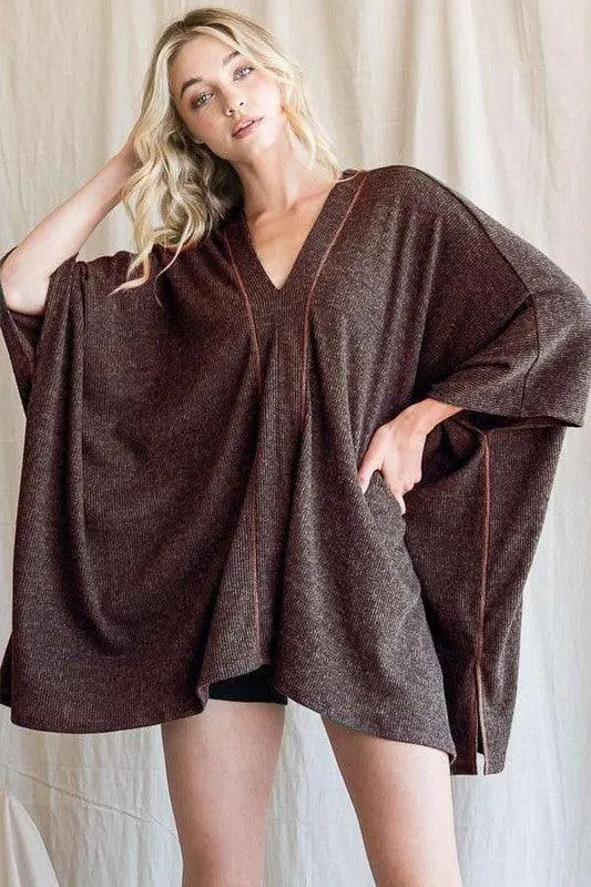 Jade By Jane V Neck Poncho Top