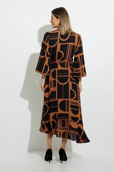 Joseph Ribkoff Long Sleeve Abstract Wrap Style Dress