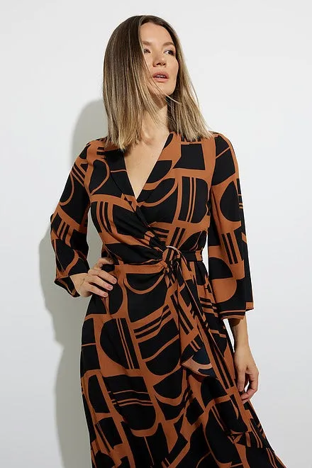 Joseph Ribkoff Long Sleeve Abstract Wrap Style Dress