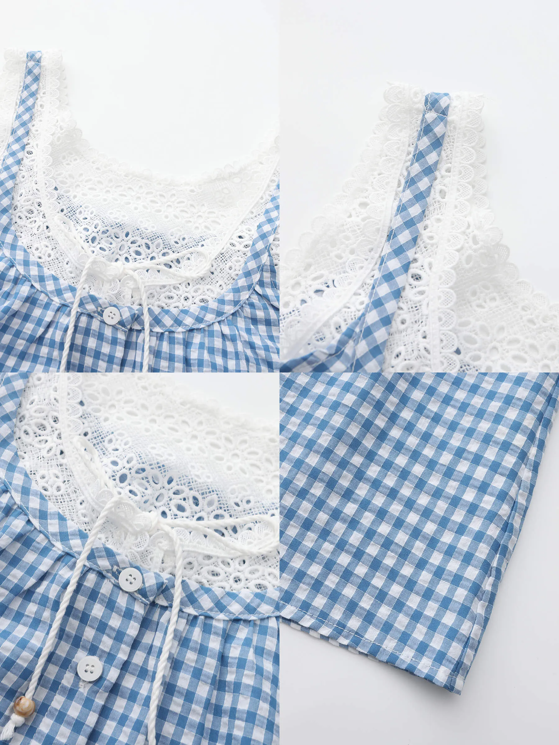 Lace Patchwork Checked Tank Top