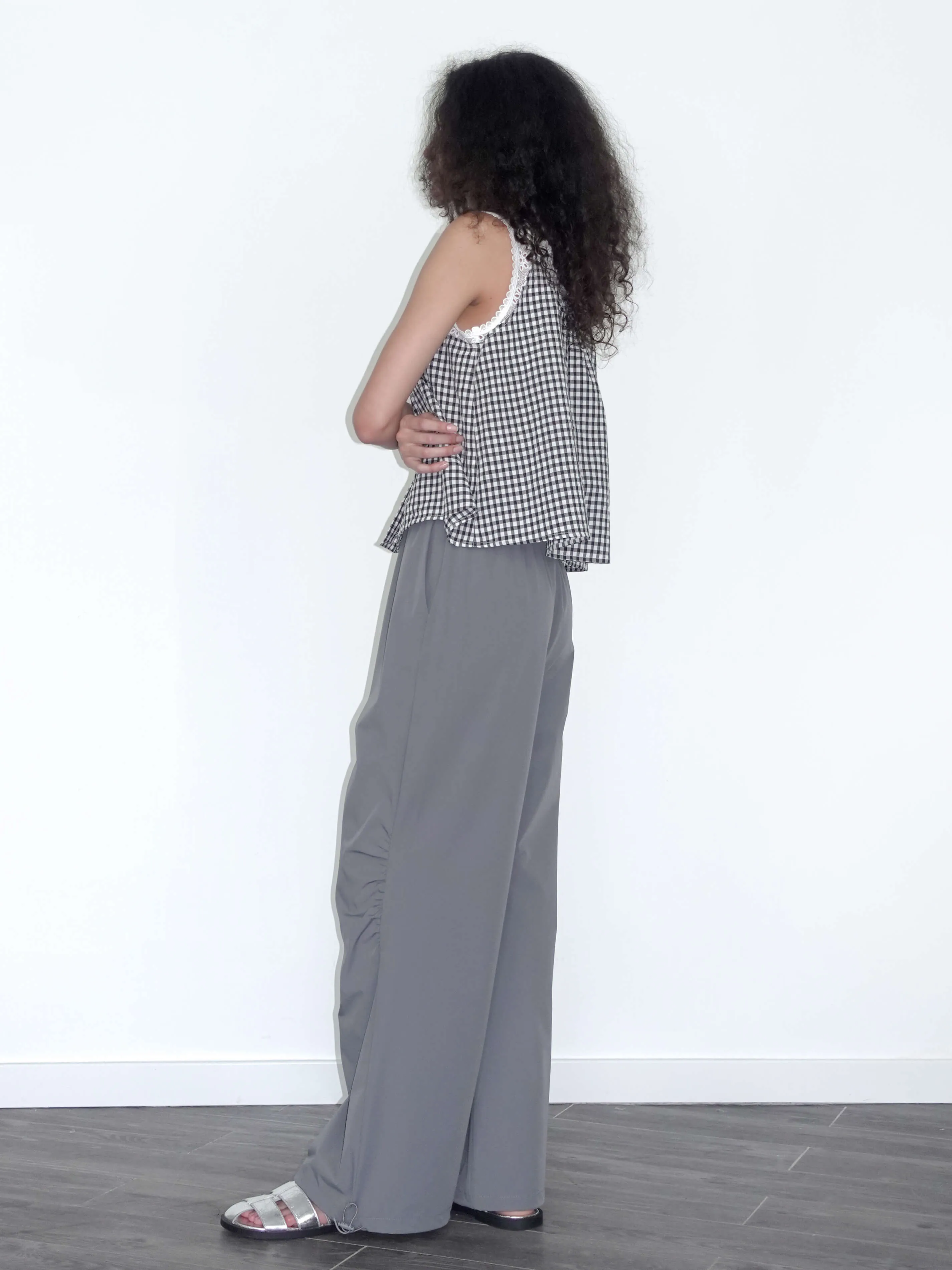 Lace Patchwork Checked Tank Top