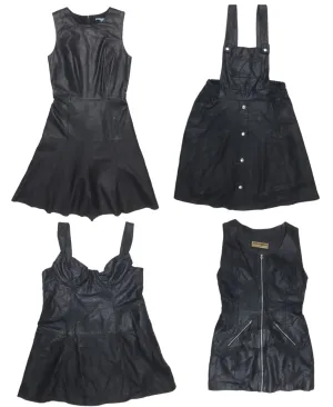 Leather Luxe: Vintage Y2K Leather & Rexine Dress  🌟👗(S-193)