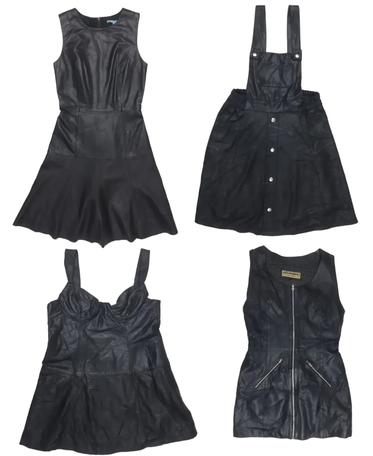 Leather Luxe: Vintage Y2K Leather & Rexine Dress  🌟👗(S-193)