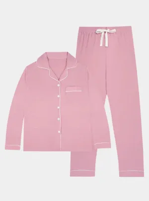Limited Edition - Piped Edge Bamboo Pyjama Set in Rose Pink