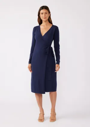 Long Sleeve Sweater Wrap Dress