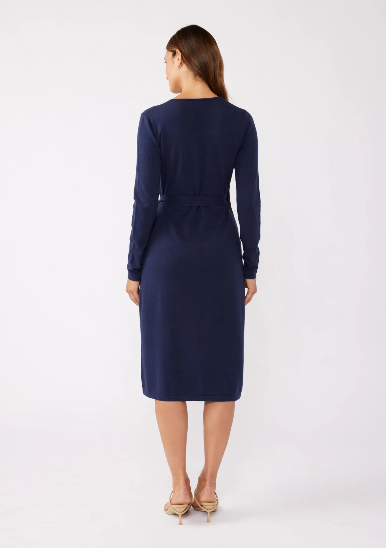 Long Sleeve Sweater Wrap Dress