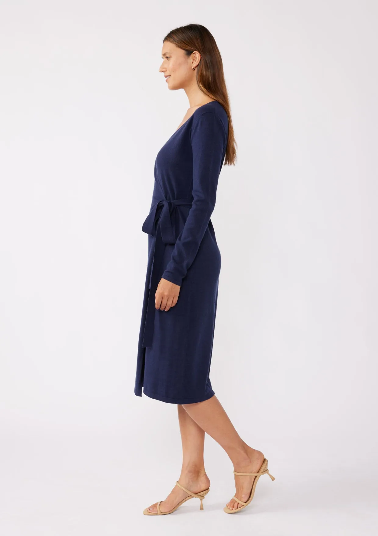Long Sleeve Sweater Wrap Dress