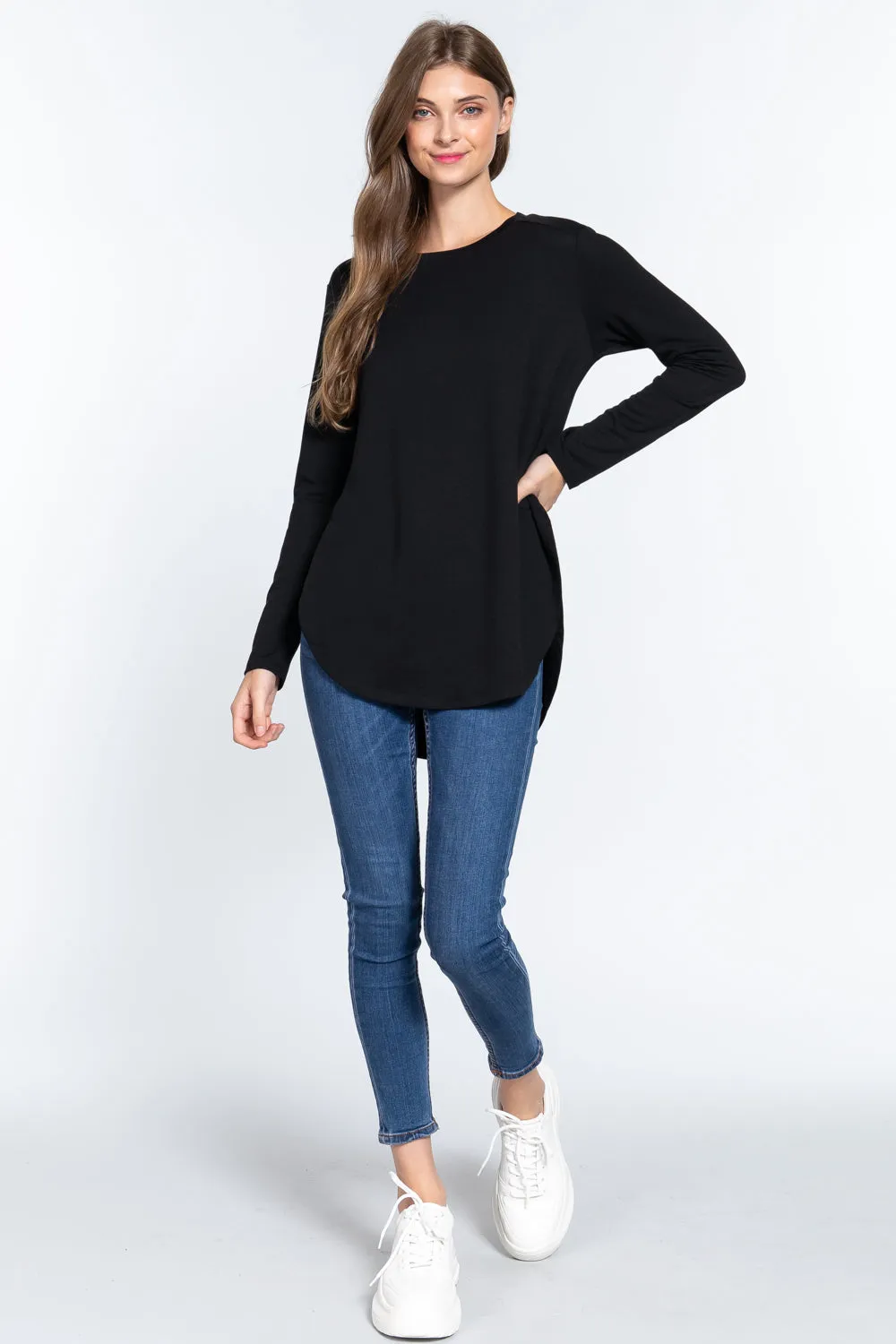 Long Slv Side Slit French Terry Tunic