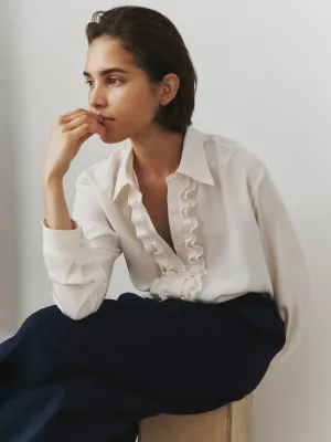 Marie Silk Blouse - Creme