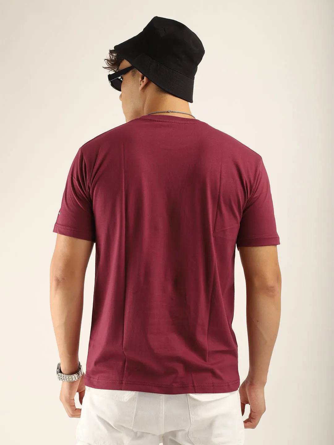 Maroon Cotton Slim Fit T-Shirt