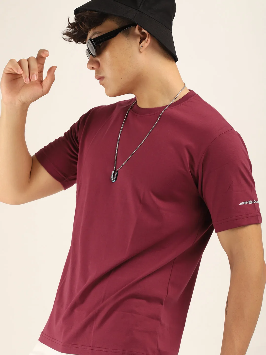 Maroon Cotton Slim Fit T-Shirt