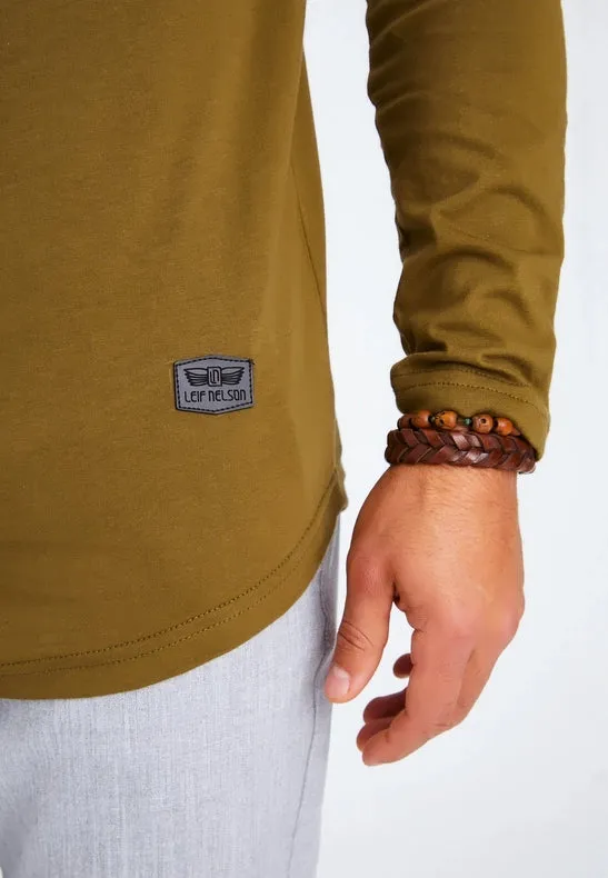 Men's V-Neck Longsleeve Khaki