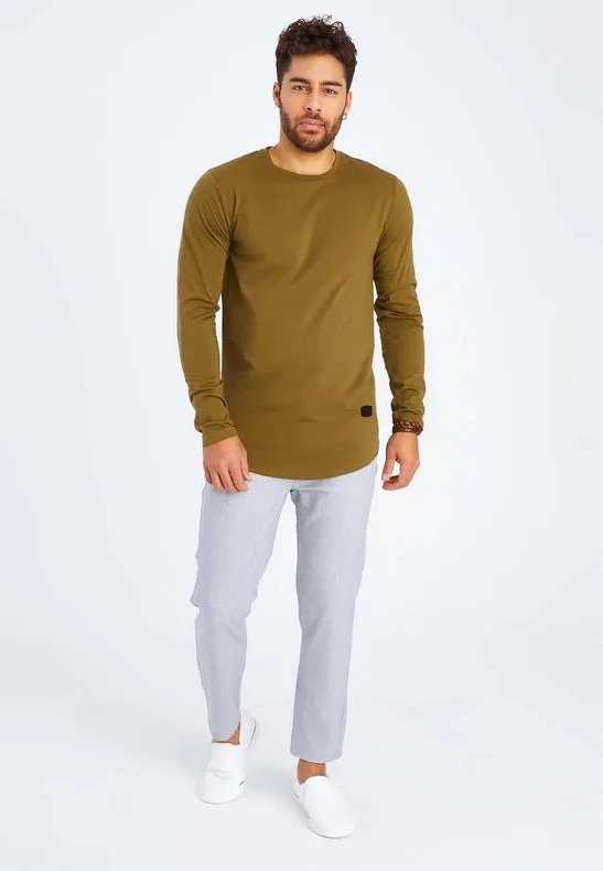 Men's V-Neck Longsleeve Khaki
