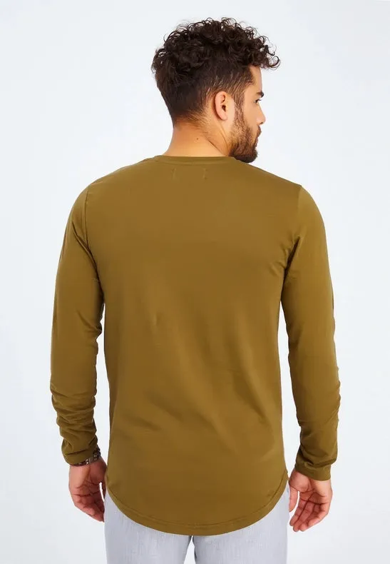 Men's V-Neck Longsleeve Khaki