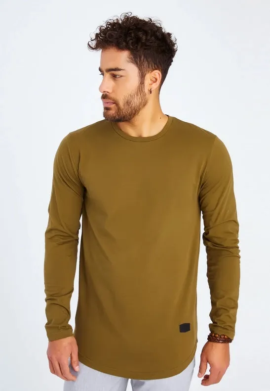 Men's V-Neck Longsleeve Khaki