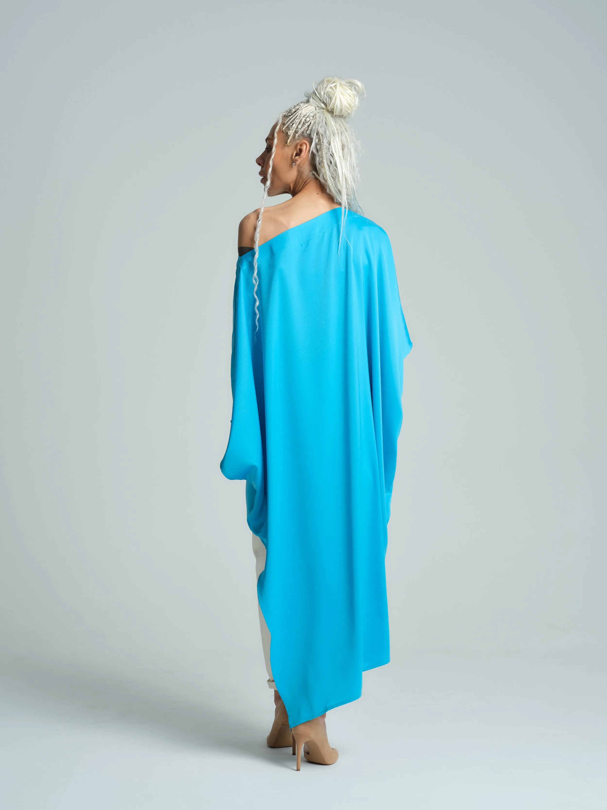 Off-The-Shoulder Maxi Tunic in Blue