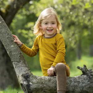 Organic Striped Wool & Silk Top - Walnut/Saffron - 1-16y