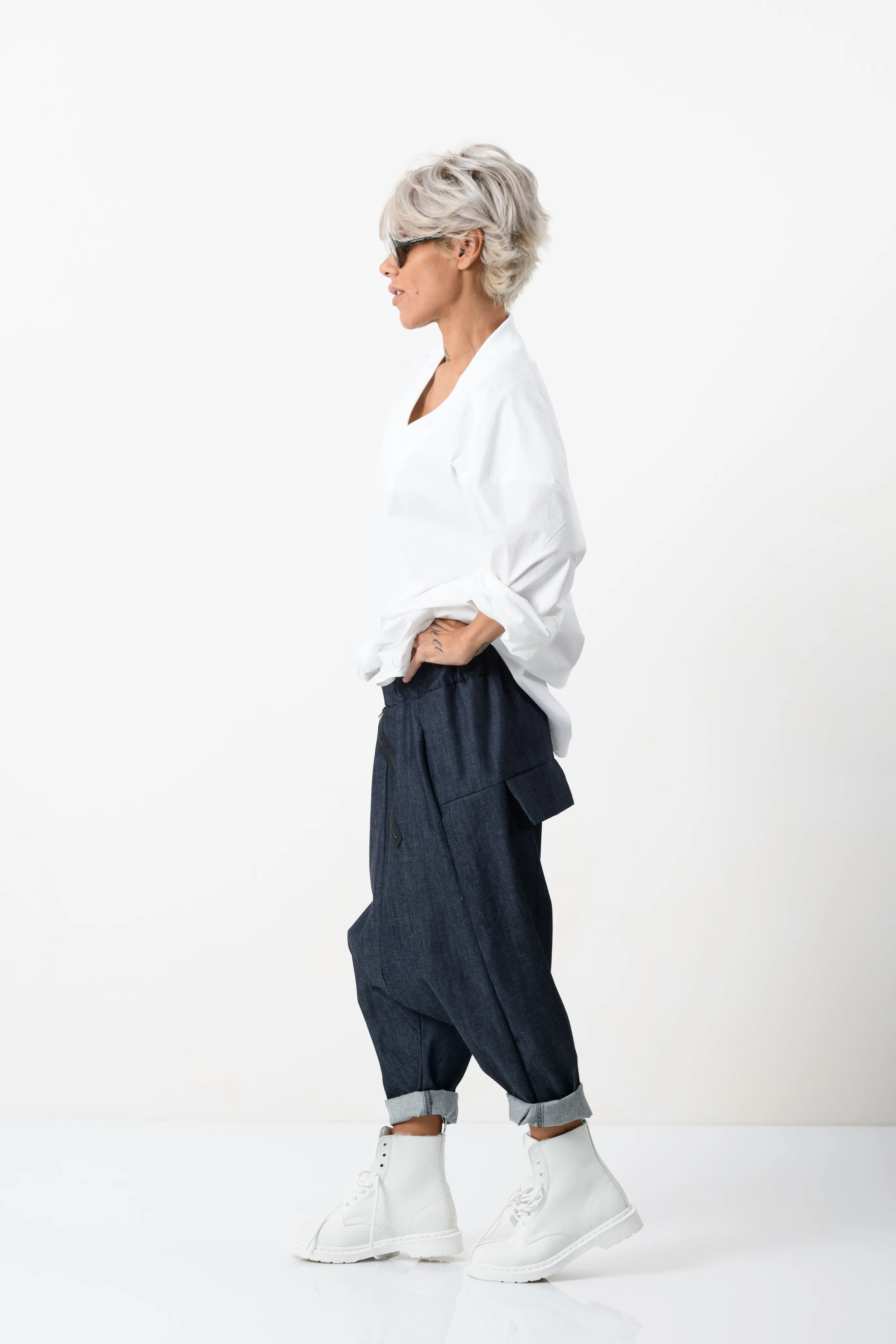 Oversized V-neck White Shirt