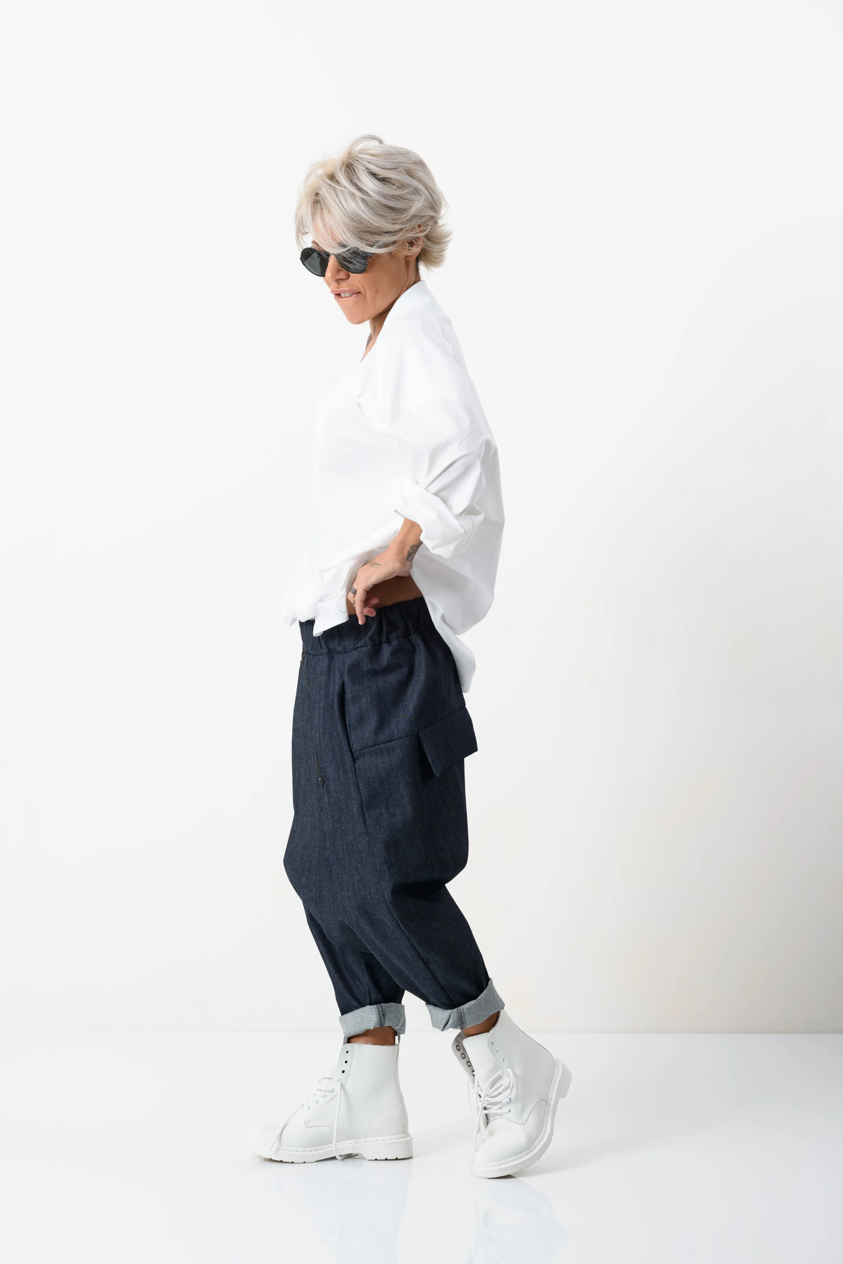 Oversized V-neck White Shirt