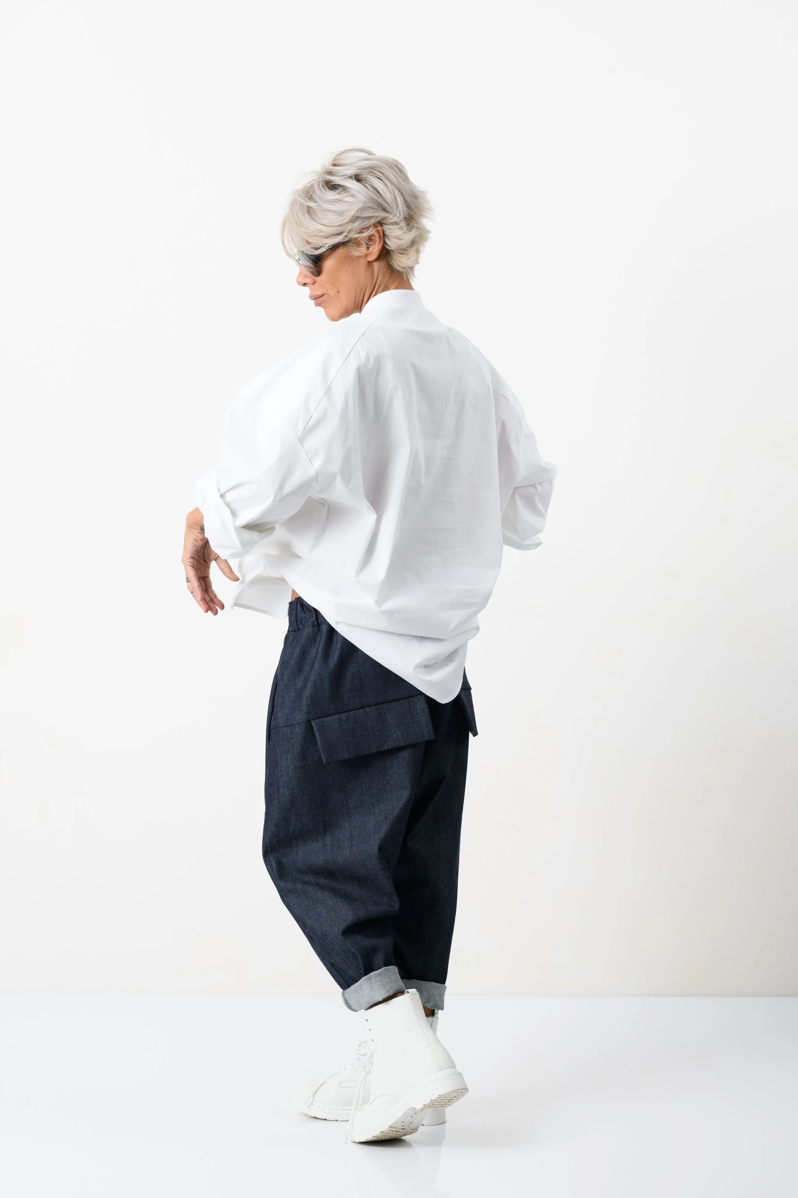 Oversized V-neck White Shirt