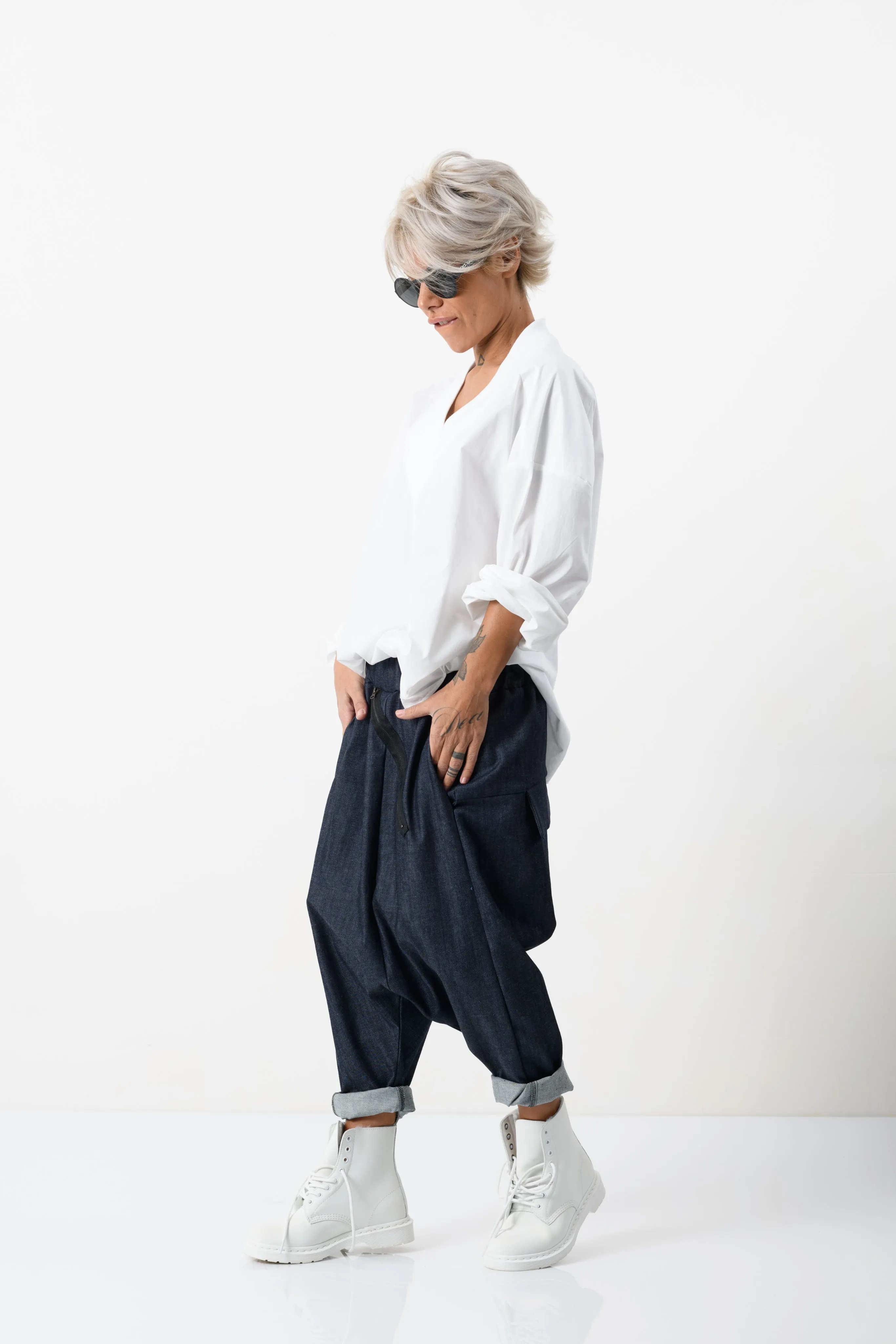 Oversized V-neck White Shirt