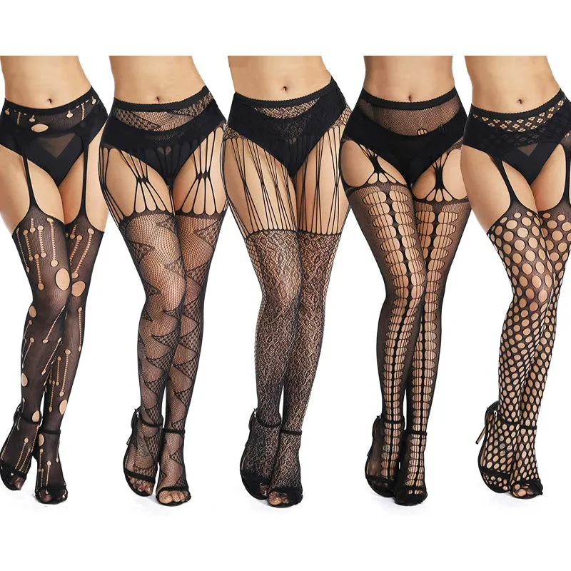 Pack Of 5 High Waist Tights Fishnet Stockings Thigh High Stockings Pantyhose